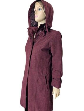 Aventura Women's Burgundy Long Trench Coat with Hood